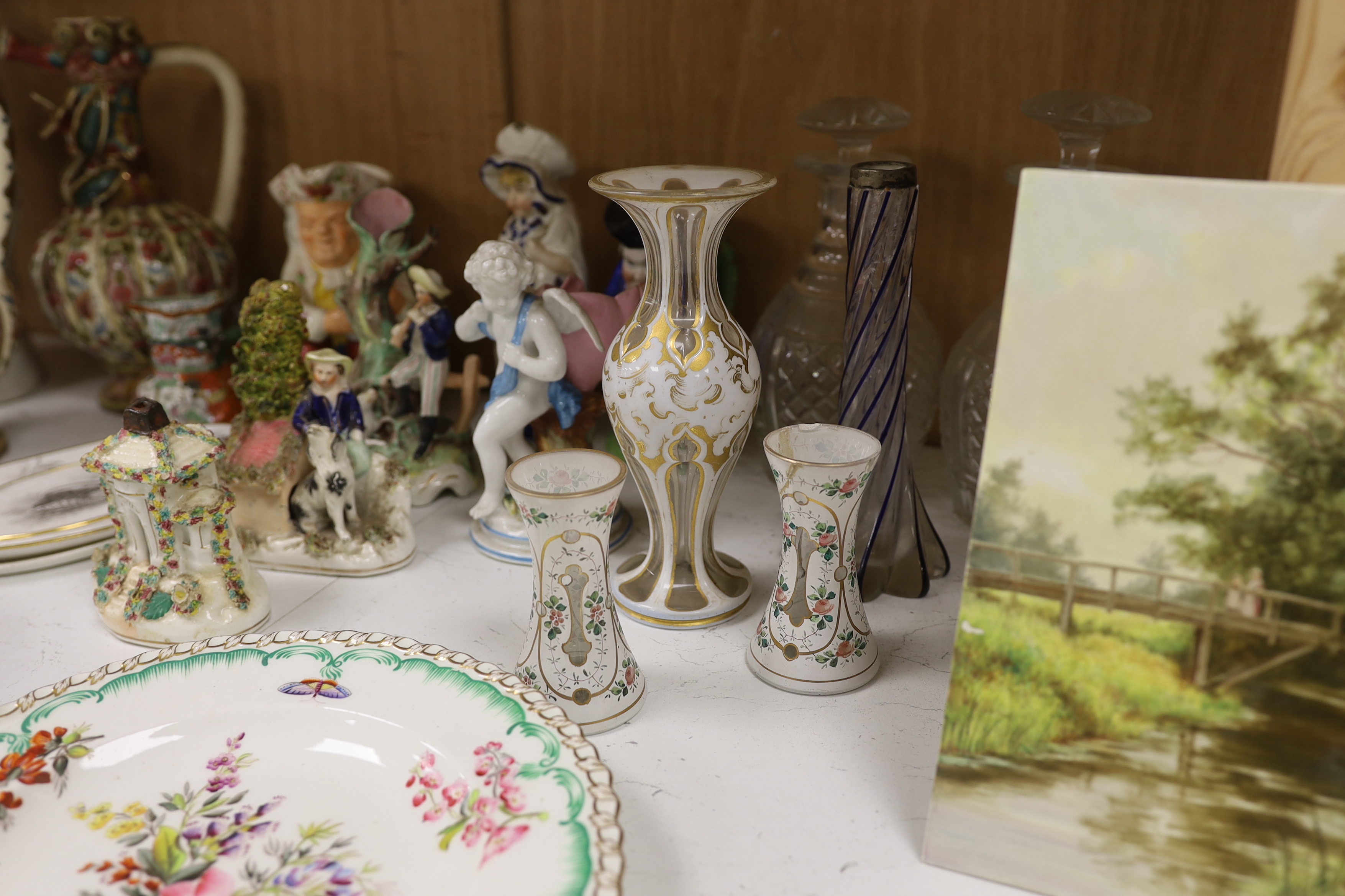 A quantity of mixed ceramics and glass to include Staffordshire, Zsolnay, Spode etc. Condition - poor